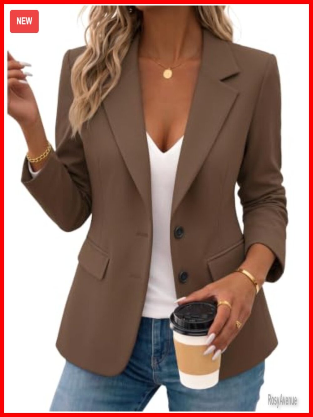 Womens Blazer Slim Fit Lightweight Polyester Spandex Business Casual Jacket